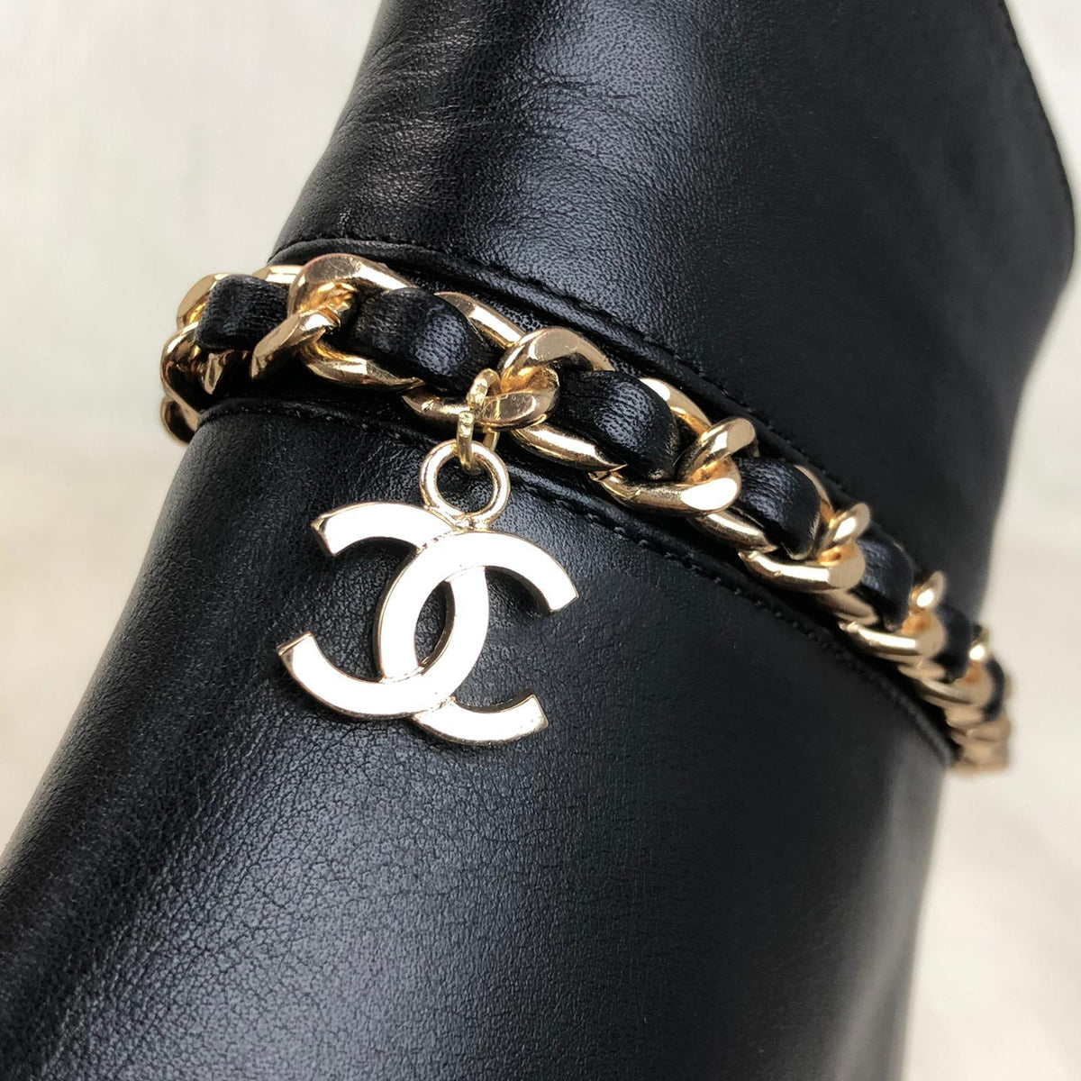 chanel booties with chain