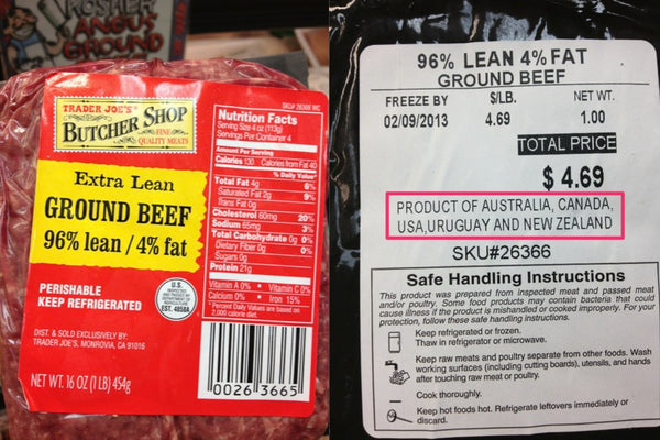 Ground Beef from multiple countries
