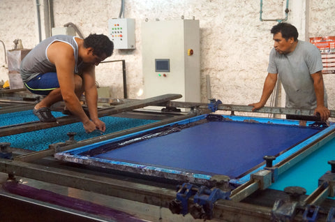Silvania production fabric screenprinting