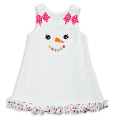 White Minky Bright Dot Ruffle Aline Dress