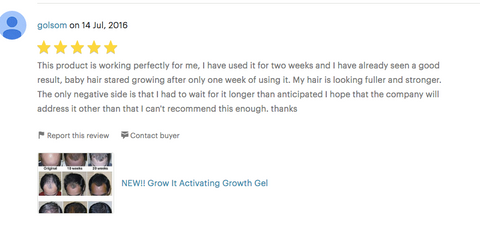 Feedback and Review on TLC Naturals Grow It Hair Growth Activating Gel 