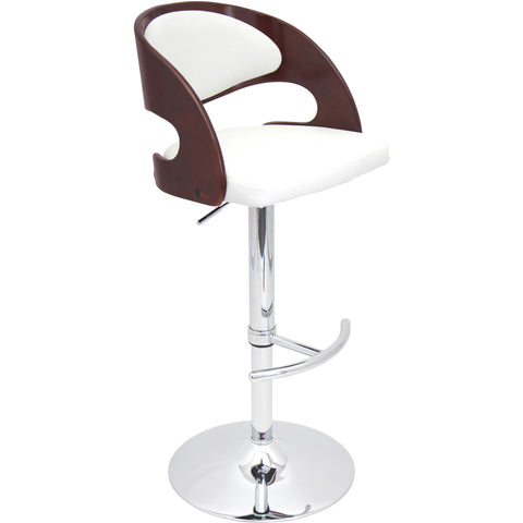 Fabrizzi Height Adjustable Swivel Barstool, Walnut/Grey