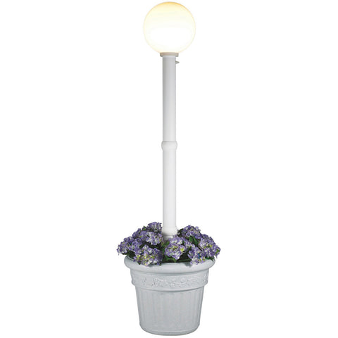 Umbrella Outdoor Table Lamp with Mojavi Wicker Body & Antique Beige Linen Sunbrella Shade