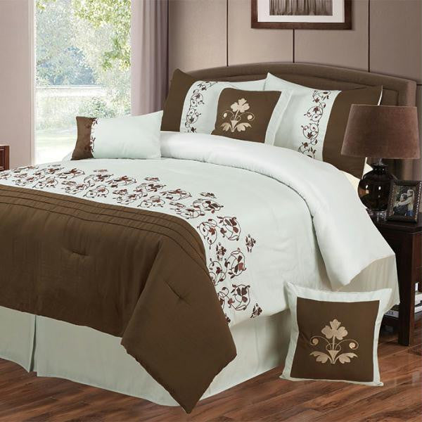 Lavish Home Hannah 7 Piece Embroidered Comforter Set Queen