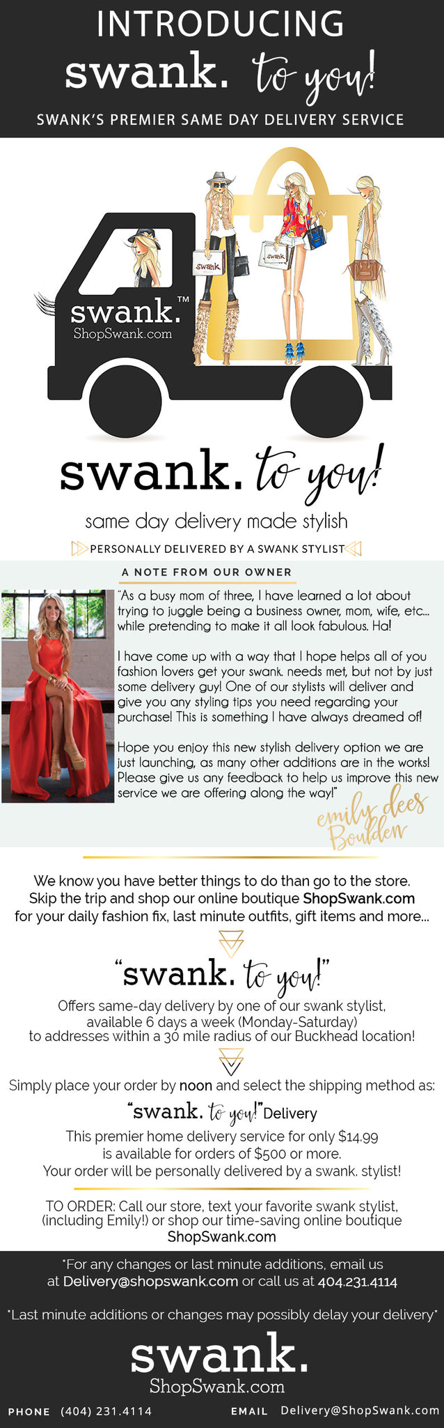 Introducing... swank. to you! Swank's premier same-day delivery service by a swank. stylist!
