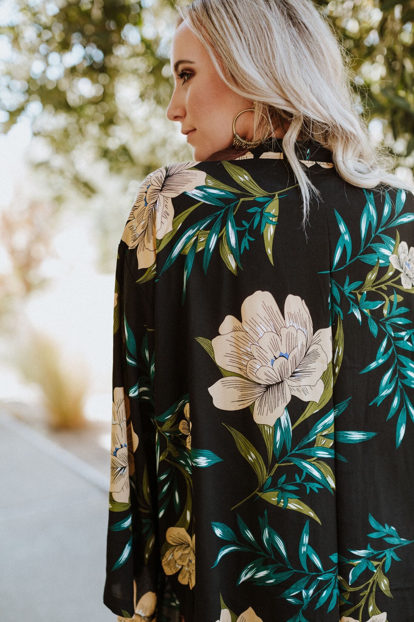 Fresh Petals Duster Kimono - Black