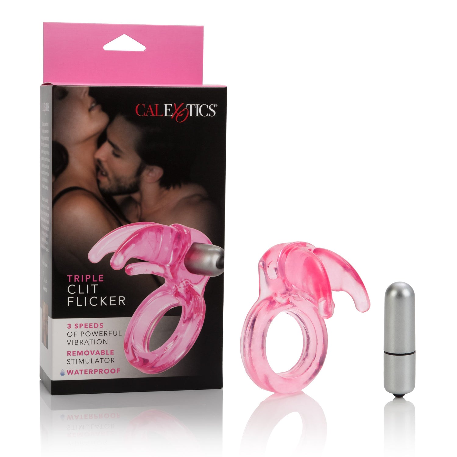 Triple clit flicker vibrating cock ring