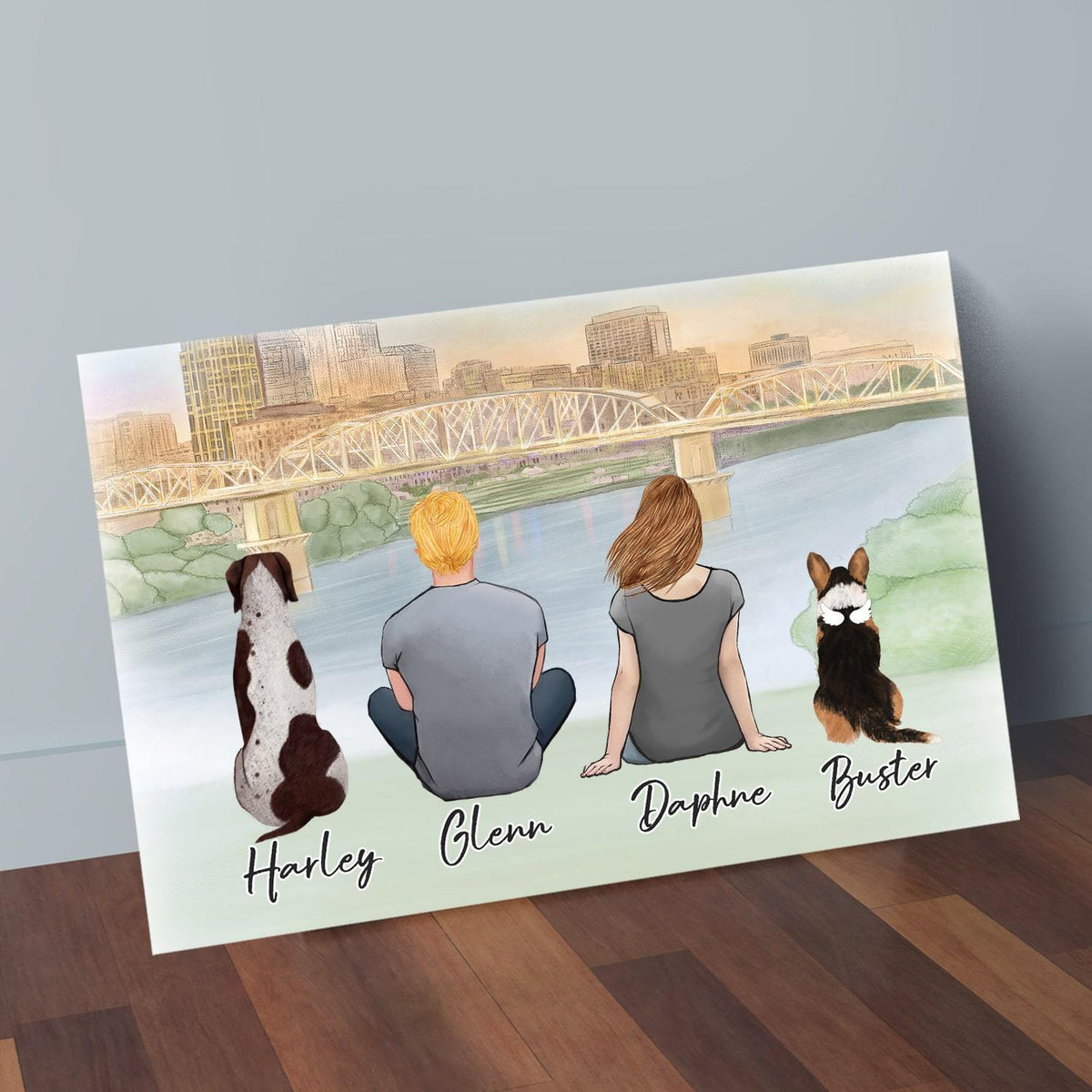 personalized dog and owner canvas