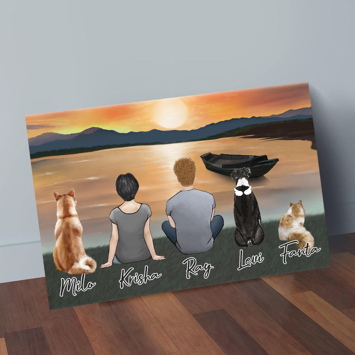 personalized dog and owner canvas