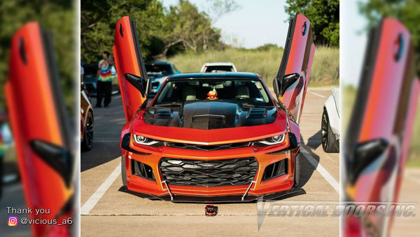 Check out Alvaro's @vicious_a6 Chevrolet Camaro from Texas featuring Vertical Lambo Doors Conversion Kit from Vertical Doors, Inc. 