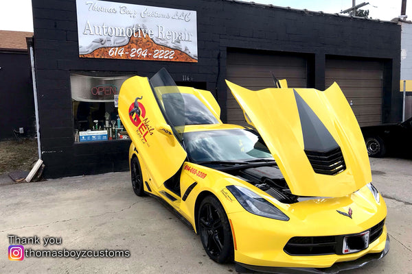 Thomas Boyz Customs from Columbus, OH they did the install of the Vertical Doors, Inc. Conversion kit on this Chevrolet Corvette C7