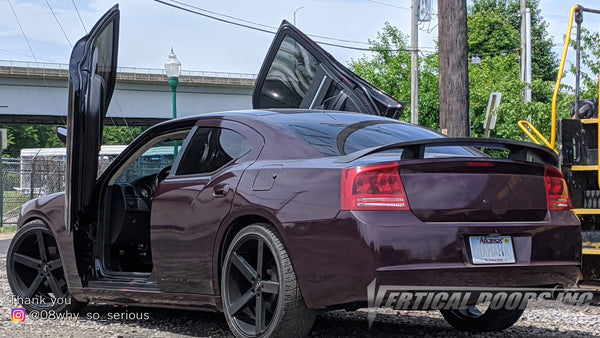 Check out Brandon's @08why_so_serious Dodge Charger from Arkansas featuring Vertical Doors, Inc., vertical lambo doors conversion kit.