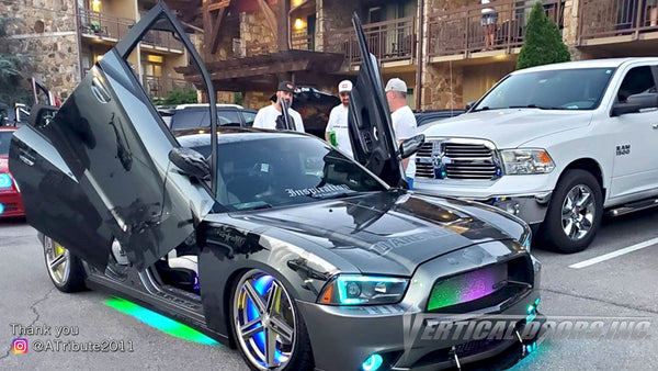 Check out Kevi's @ATribute2011 Dodge Charger from Kentucky featuring Vertical Doors, Inc., vertical lambo doors conversion kit.