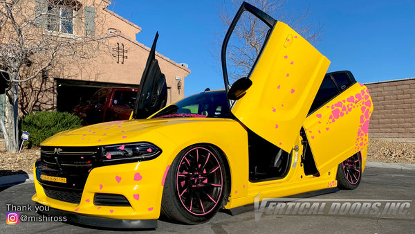 Check out Michelle's @mishiross Dodge Charger from Nevada featuring Vertical Lambo Doors Conversion Kit from Vertical Doors, Inc
