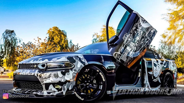Check out Abel's @ponoscat Dodge Charger from Nevada featuring Vertical Lambo Doors Conversion Kit from Vertical Doors, Inc.