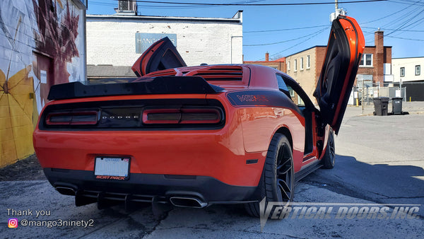 Check out Chris @mango3ninety2 Dodge Challenger from Ontario Canada featuring Lambo Door Conversion Kit by Vertical Doors Inc.