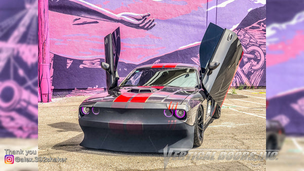 Check out Harold's @alex.392shaker Dodge Challenger from Nevada featuring Lambo Door Conversion Kit by Vertical Doors Inc.