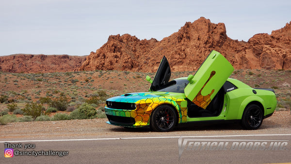 Check out Robbie's @sincitychallenger Dodge Challenger from Las Vegas, Arizona featuring Lambo Door Conversion Kit by Vertical Doors Inc.