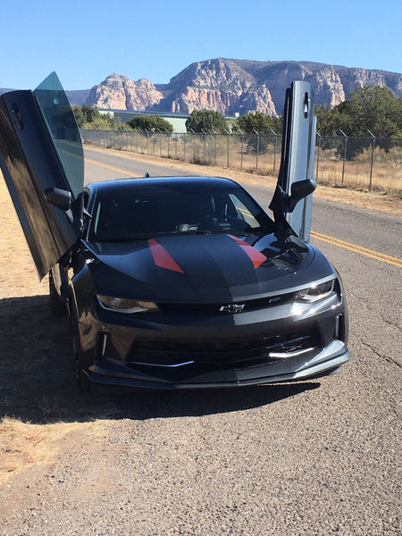 Jerry's 2017 Chevy Camaro 50th Anniversy Edition from Arizona featuring Vertical Doors, Inc. vertical lambo door conversion kit.