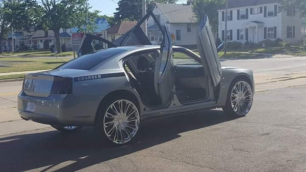 Check out Dennis @Dmenace1134 Dodge Charger featuring Vertical Doors, Inc., vertical lambo doors conversion kit.