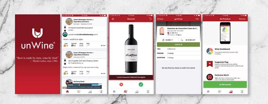 unwine app screen shots wine choosing deciding helpful tips