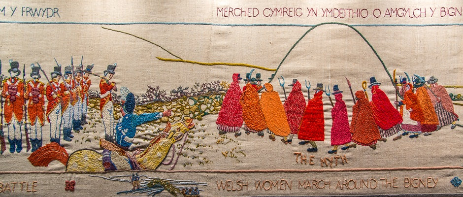 Battle of Fishguard, the last invasion of Britain. French Invasion of Wales in 1797. Commemoration tapestry celebrating 200 year old event 1797- 1997 - FelinFach