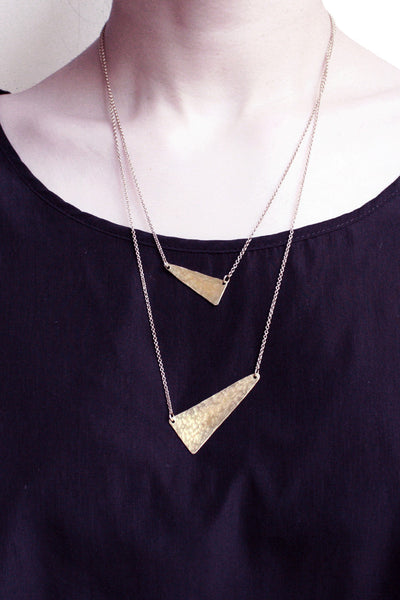 Points Hammered Brass Layered Necklace