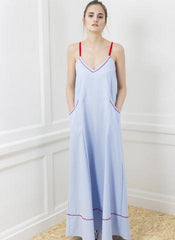 one o eight embroidered maxi dress blue