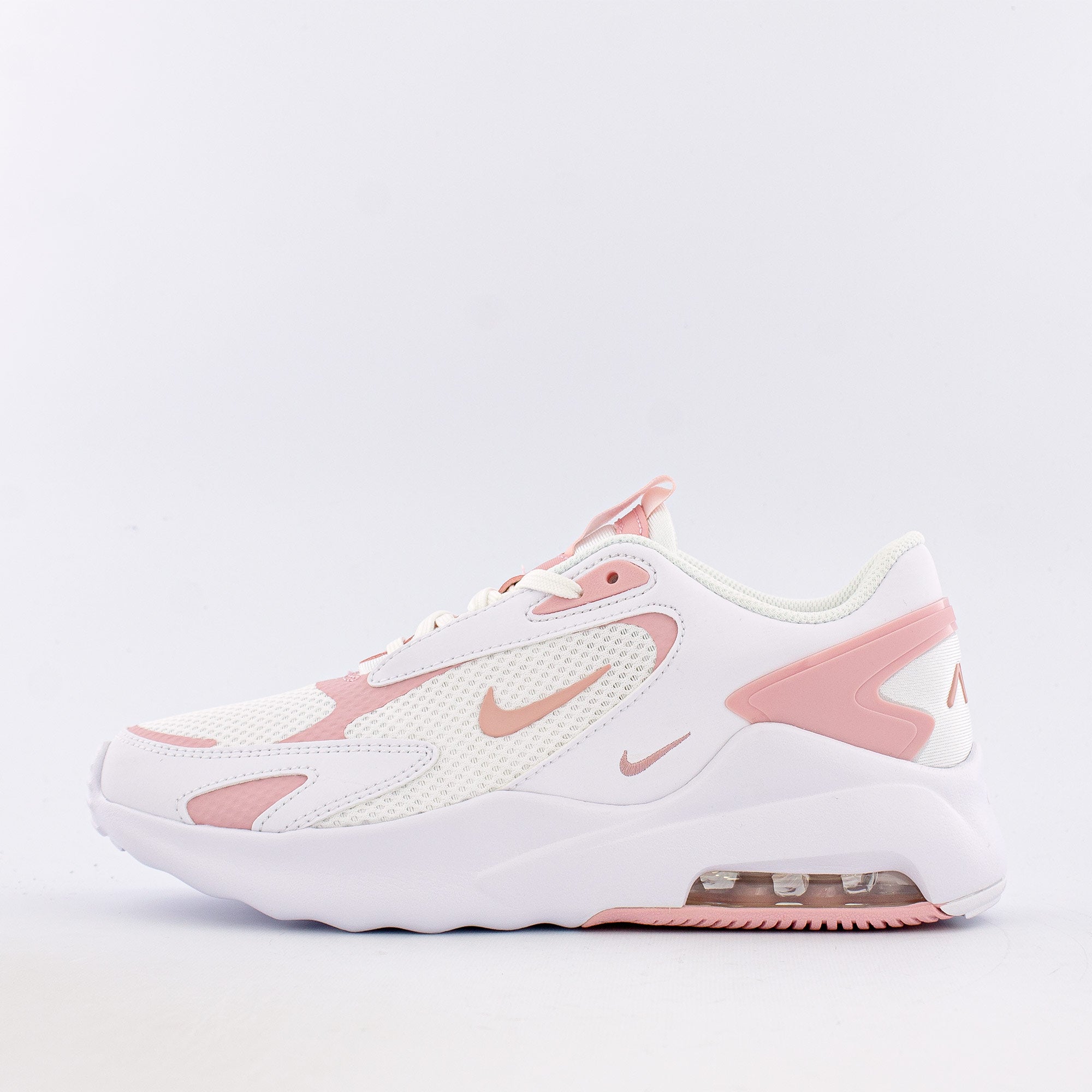white & pink air max bolt trainers