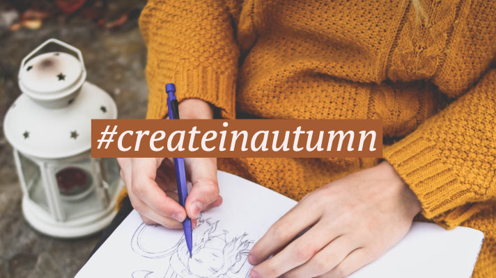 #createinautumn hashtag with illustration and mustard jumper