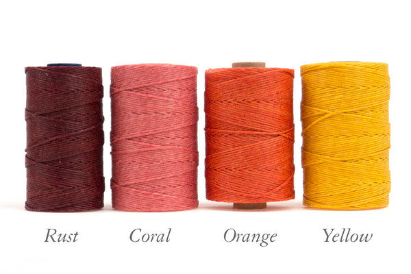 Rust, Coral, Orange, Yellow Irish linen thread for bespoke books