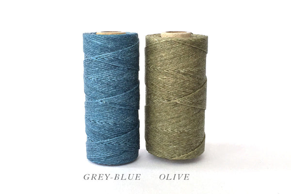 Grey Blue and Olive linen thread for handmade books