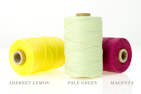 Thread Colours for Bespoke Handmade Books: Sherbet, Pale Green, Magenta