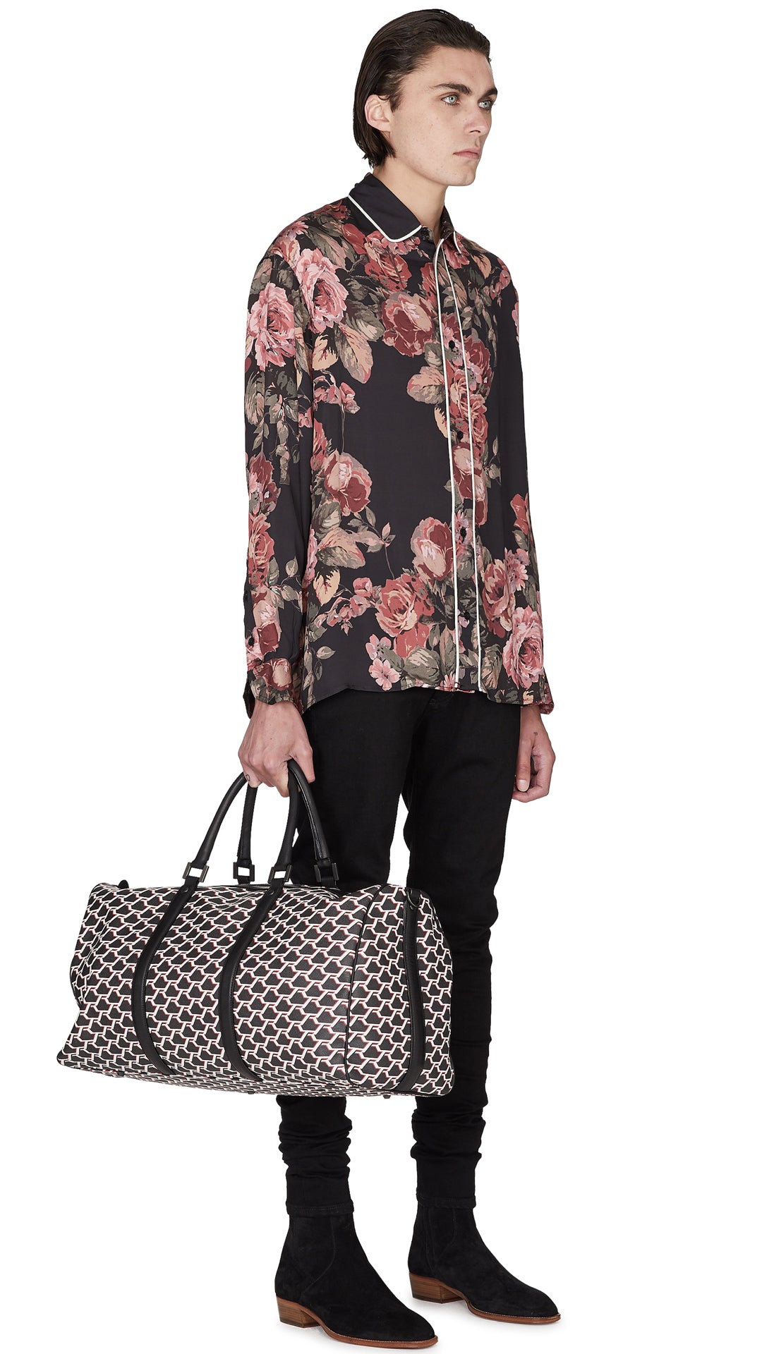 Monogram Duffle Bag- Black/Off White