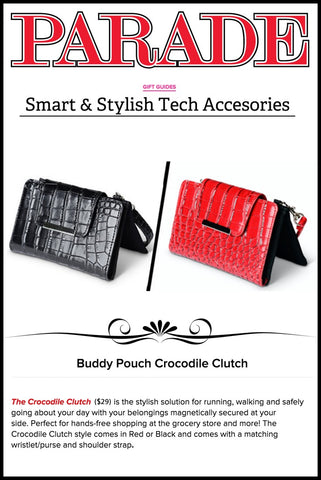 Buddy Pouch Crocodile Clutch in Parade Magazine