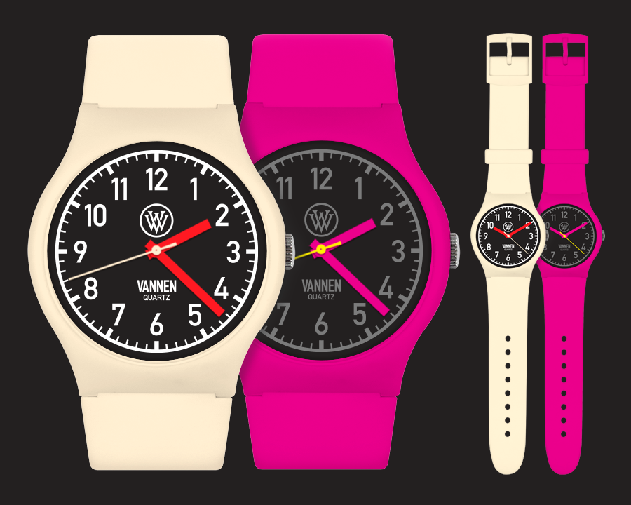 Matte Beige and Pink Vannen Quartz Prototype Watches