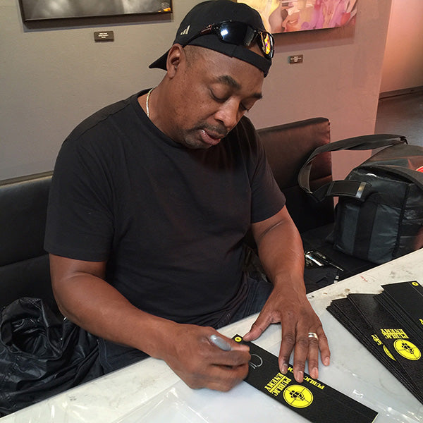 Chuck D signing Public Enemy Vannen Watches packaging