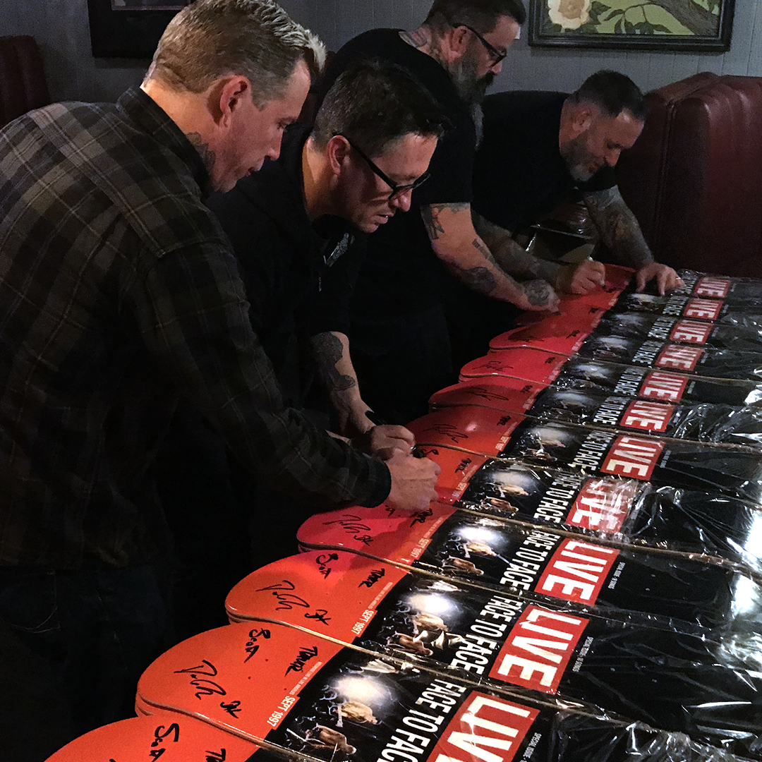 Face to Face signing "LIVE" skateboard decks