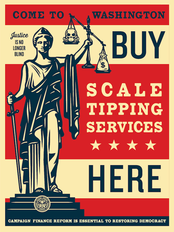 Shepard Fairey Releases New "Scale Tipping" Print at Obey Giant
