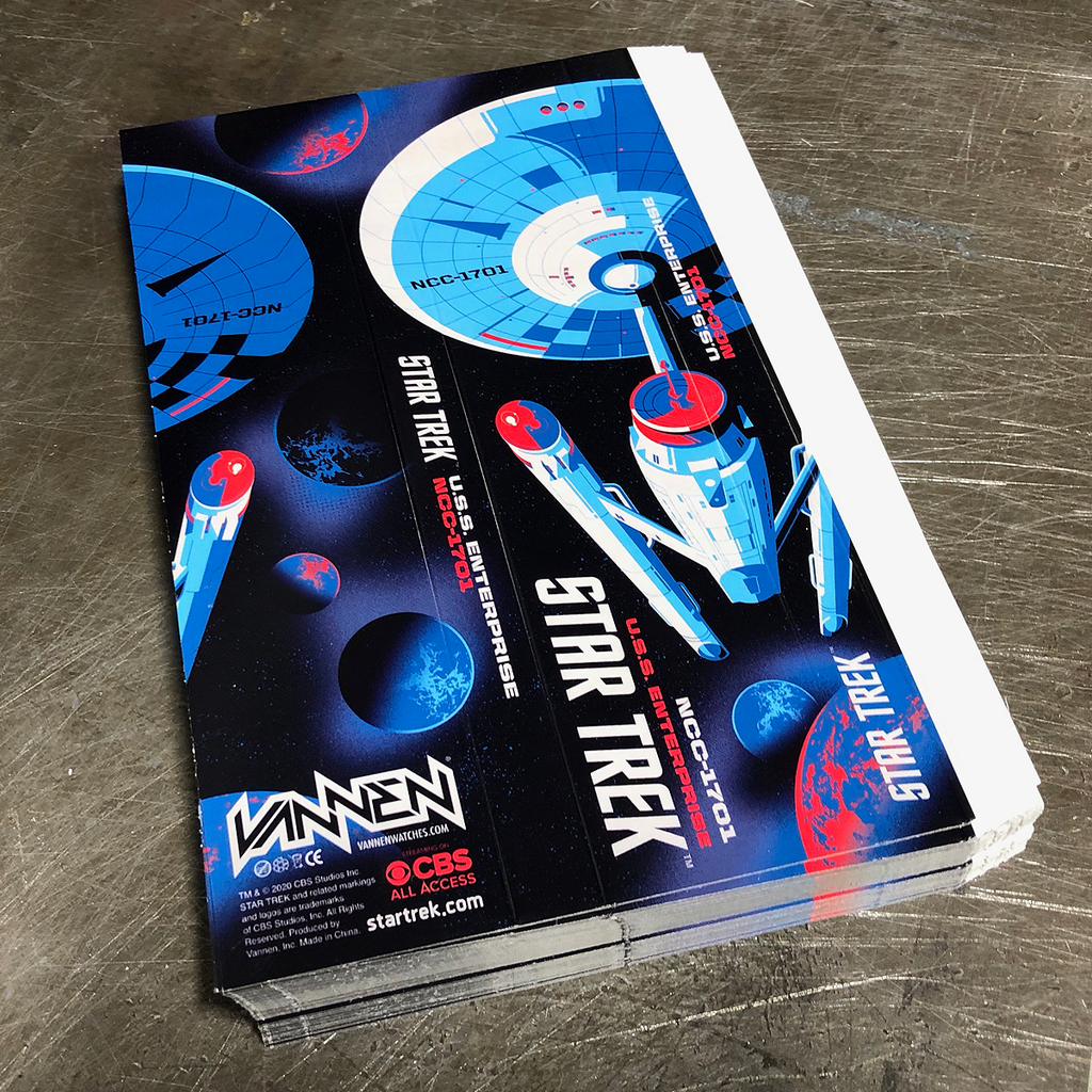 Fresh cut Star Trek grey watch packaging 