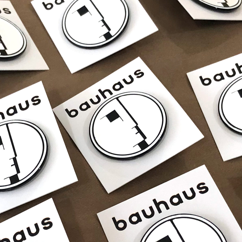 Bauhaus matte white enamel pins