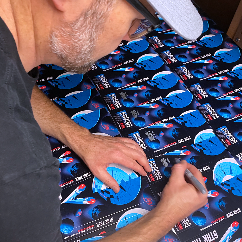 Tom Whalen signing Star Trek watch packaging