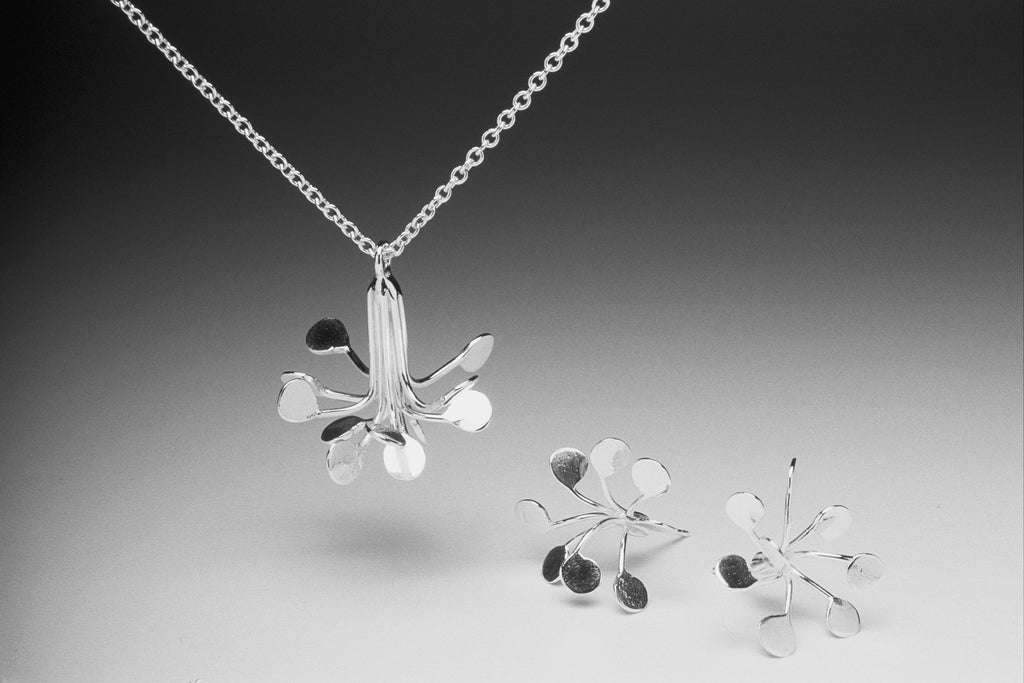 Flowerburst Fireworks Silver Pendant Necklace by Fiona DeMarco