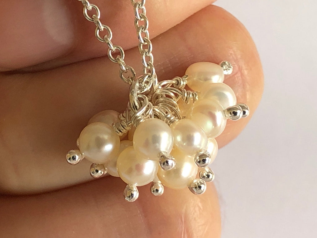 Pearl Cluster Silver Necklace by Fiona DeMarco