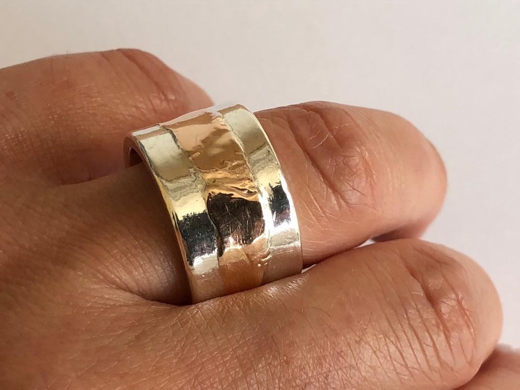 Silver Ring with Red Gold Stripe by Fiona DeMarco