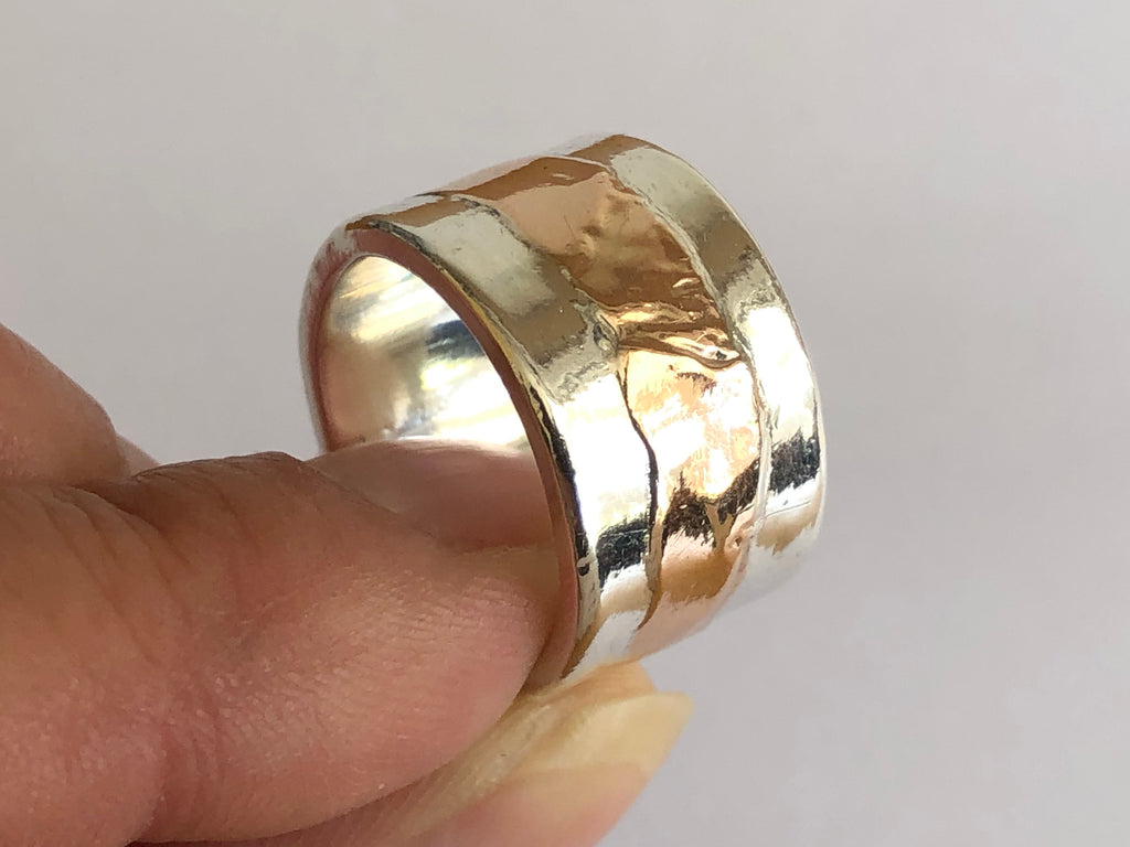 Silver Ring with Red Gold Stripe by Fiona DeMarco