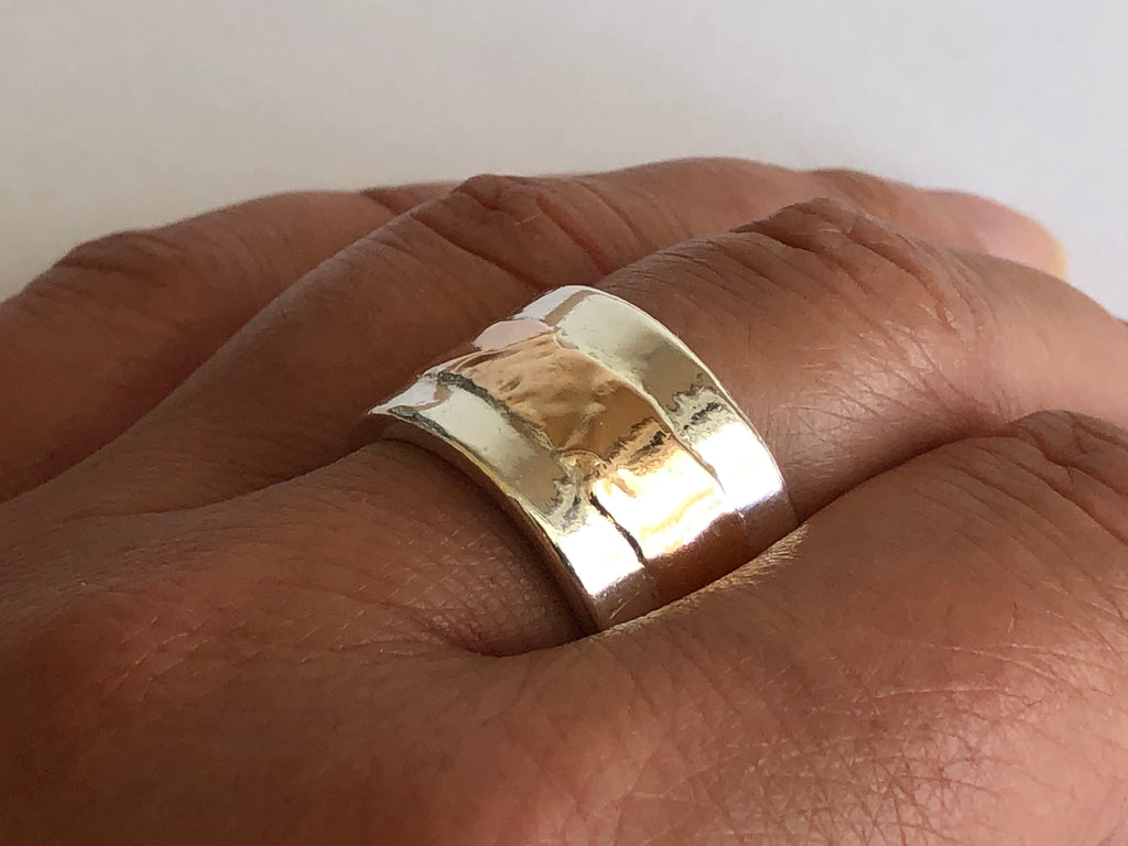 Silver Ring with Red Gold Stripe by Fiona DeMarco