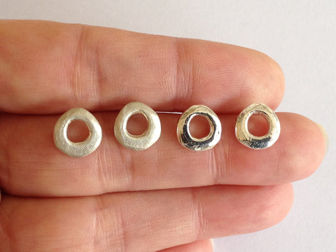 Small O Silver Circle Stud Earrings