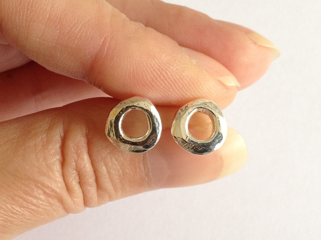Small O Silver Circle Stud Earrings