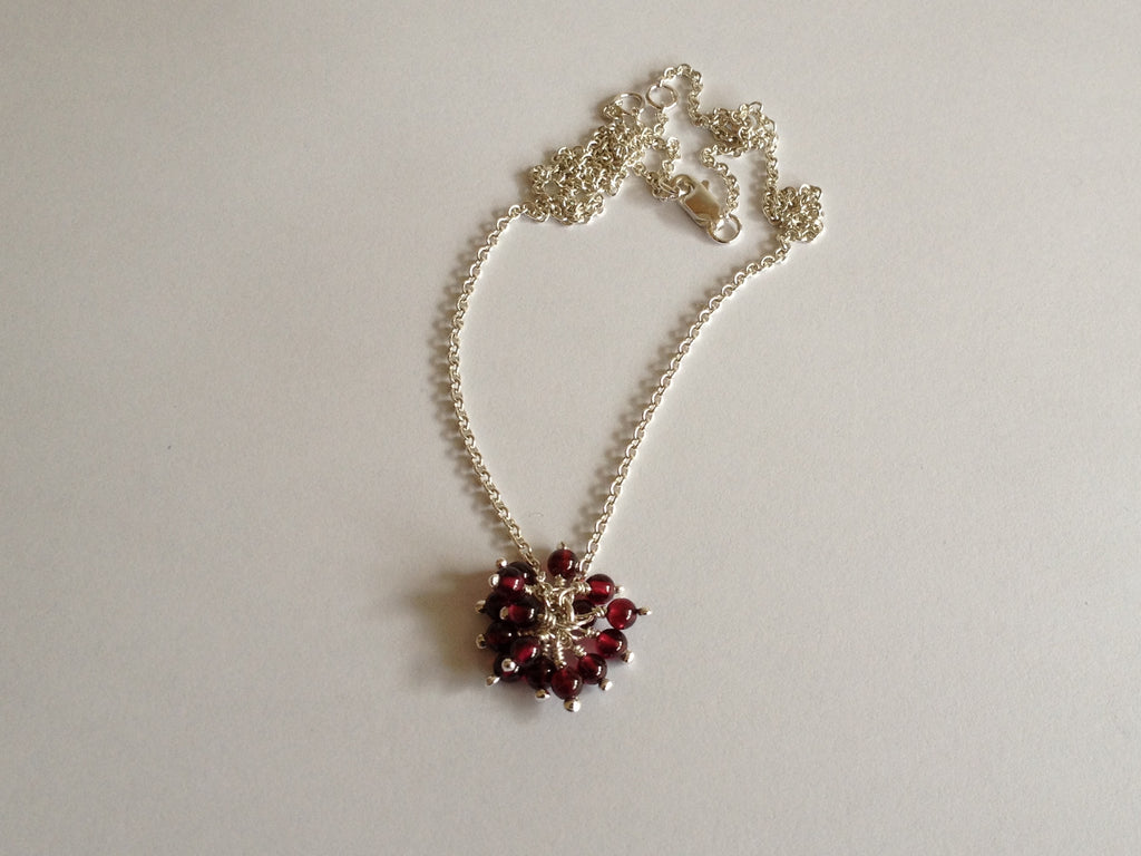Garnet Cluster Sterling Silver Pendant Necklace by Fiona DeMarco